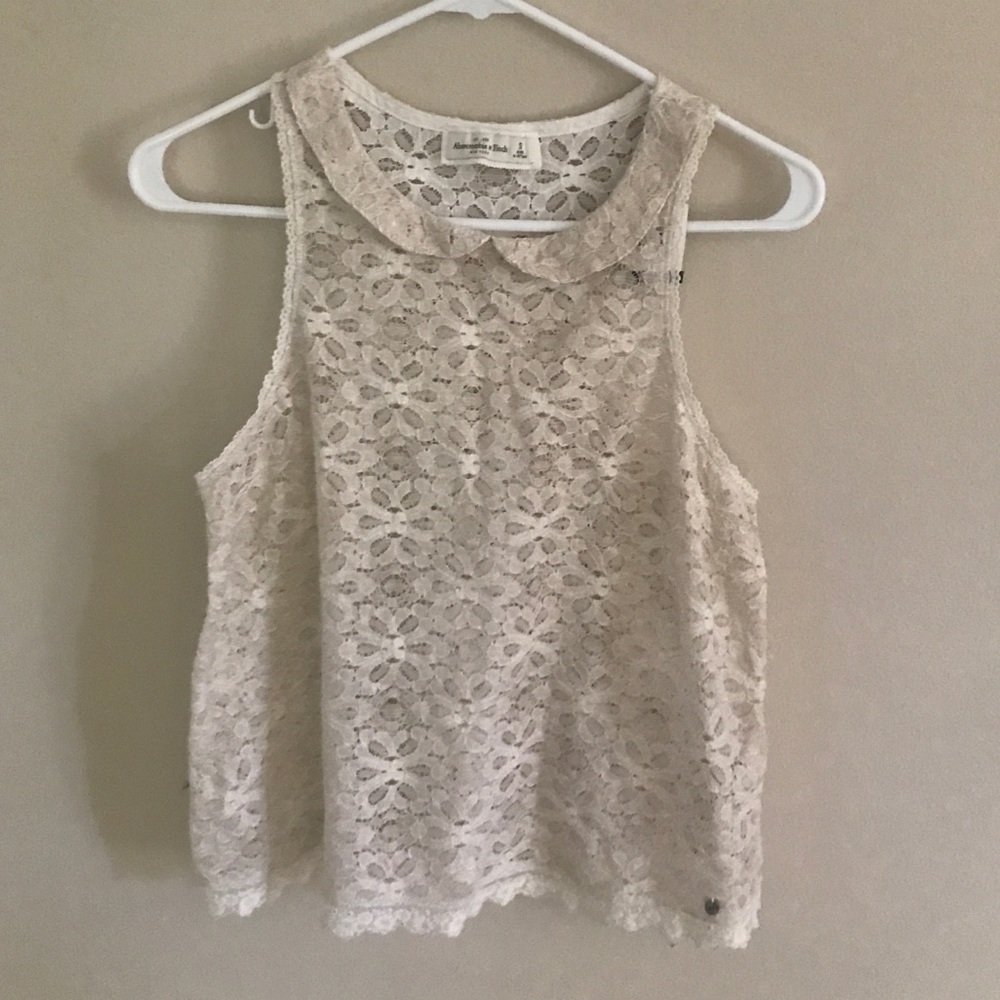 Cream lace Abercrombie Peter Pan tank top